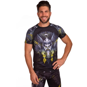 Рашгард мужской с коротким рукавом Venum Viking 8132 размер M (44-46) Black-Grey-Yellow