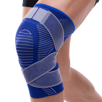 Наколенник эластичный бандаж коленного сустава с фиксирующим ремнем Sibote 7029 размер S-M Blue