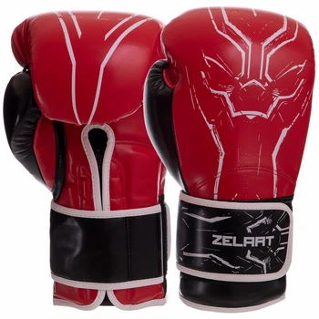 Перчатки для бокса и единоборств на липучке Zelart Heroe 2889 Red-Black 14 унций