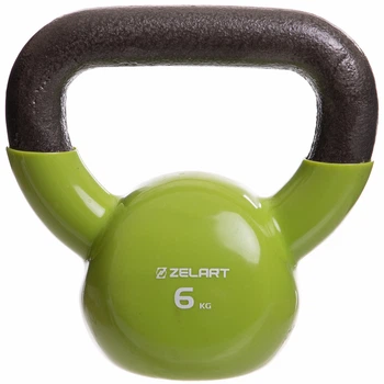 Гиря чугунная с виниловым покрытием Zelart 2680-6 6 кг Green