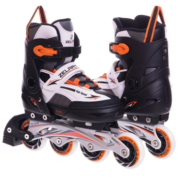 Роликовые коньки раздвижные Zelart High Speed 2919 размер 32-35 Black-Orange