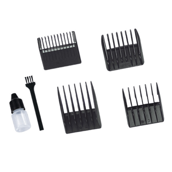 Машинка для стрижки волос Monte MT-5057 Black/Blue 18 Вт титановые ножи питание от сети 220 В регулятор длины петля для подвешивания + 4 съемные насадки