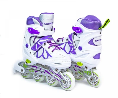 Раздвижные детские ролики Scale Sports LF 601A, размер 29-33, Бело-фиолетовые