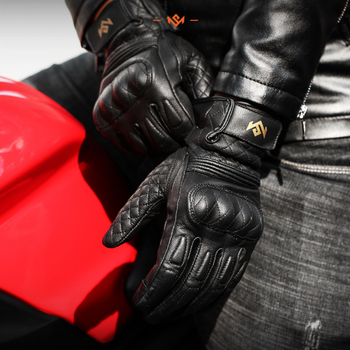 Мотоперчатки кожаные сенсорные с защитой костяшек кулака MASAKAFA ( мотоперчатки из натуральной кожи и сенсорными пальцами для мотоцикла, для чоппера, для эндуро) M Черные MS0316