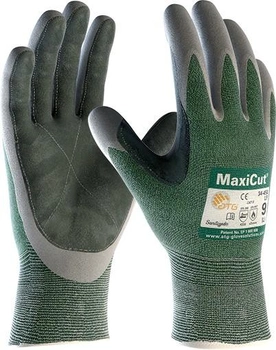 Захисні рукавички від порізів з шкіряним покриттям ATG MaxiCut 34-450 LP тактичні 10 XL зелено сірі