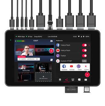 Відеомікшер YoloLiv YoloBox Pro стример 4G LTE, монитор, рекордер