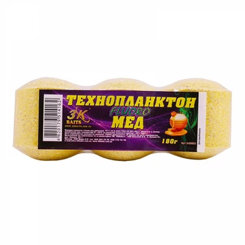 Прикорм 3KBaits Технопланктон FLUORO Мед 180г (3KB1368)