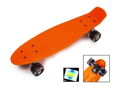 Скейтборд Пенни борд Penny Board 22" ORANGE Оранжевый Светящиеся колеса