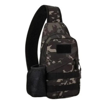 Армійська сумка рюкзак з портом USB Захисник 129-BC чорний камуфляж