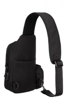 Армійська сумка рюкзак з портом USB Захисник 129-B чорний