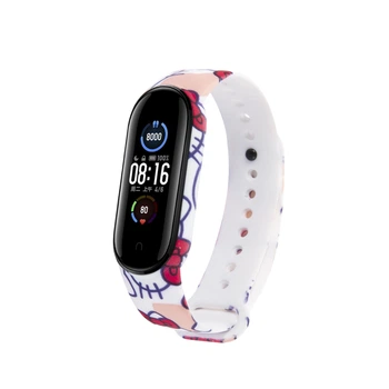 Силіконовий ремінець MRK для фітнес браслета Xiaomi Mi Band 6/5 з малюнком helloki (58) (mrk3114)