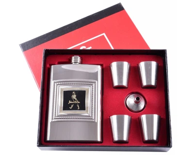 Набор 6в1 Johnnie Walker Fours Фляга, Рюмки, Лейка Подарочный Бокс