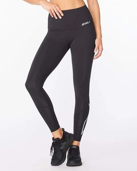 Женские компрессионные тайтсы 2XU, Hi-Rise Compress Tights, M, черный/серебристый логотип