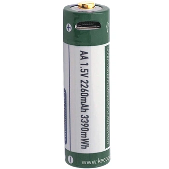 Аккумулятор Keeppower с microUSB AA 14500 1,5В 2260mAh (Зеленый с белым)