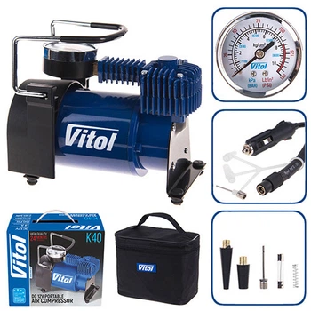 Автомобильный компрессор ViTOL К-40 150psi 14Amp 37л прикур+насос Vitol для подкачки шин V00220