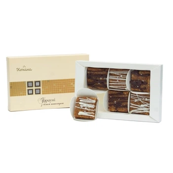 Цукерки ручної роботи Браунті з білим шоколадом Кохана упаковка 0,12 кг