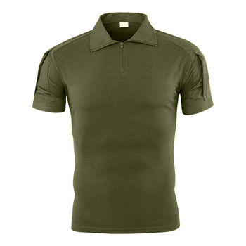 Тактическая футболка с коротким рукавом Lesko A416 Green S мужская на змейке с карманами камуфляжная убокс