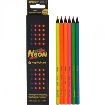 Цветные карандаши для рисования Неон эффект "NEON" набор 6 цветов шестигранные неоновые