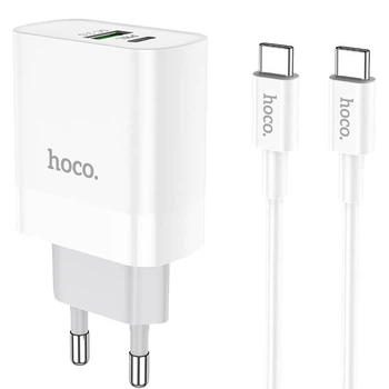 Мережевий зарядний пристрій Hoco C80A Rapido charger Type-C cable 20W White