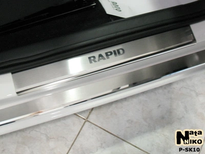Накладки на пороги Skoda Rapid 2013- premium NataNiko P-SK10