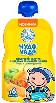 пюре Чудо-Чадо Фруктовый салатик с печеньем и злаками с 6 месяцев 90 г