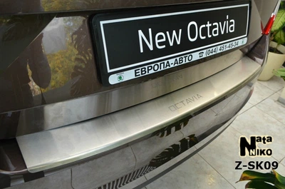 Накладка на бампер Skoda Octavia 2013- с загибом NataNiko Z-SK09