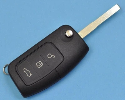 Выкидной корпус ключа Ford Focus Fiesta C-Max Loneka Kiro Stera12 Mondeo Galaxy AdlerKey (42-012) на три кнопки со значком и лезвием HU101