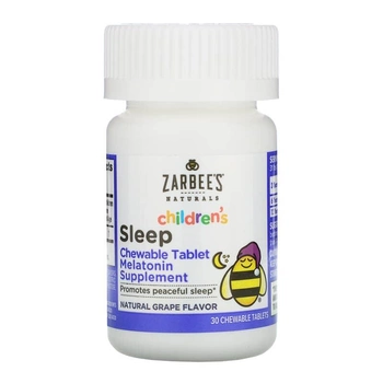 Детское средство для сна с мелатонином, Zarbee's, со вкусом винограда, для детей от 3 лет, 30 жевательных таблеток