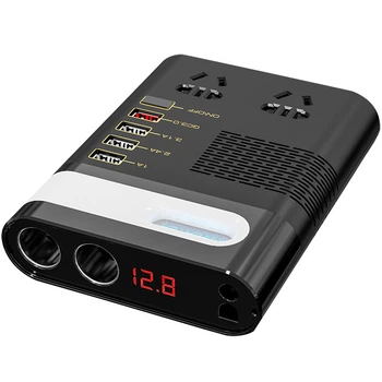 Инвертор автомобильный преобразователь напряжения с 12В на 220В Asometech 200W 4USB Black