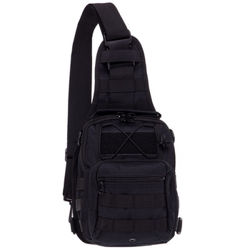 Прочная тактическая сумка рюкзак через плечо военная однолямочная для охоты рыбалки SILVER KNIGHT для мелочей черная АН098