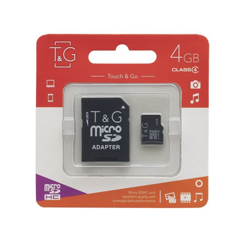 Карта Памяти T&G MicroSDHC 4GB 4 Class & Adapter (27954)