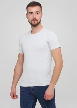 Футболка мужская Only Man светло-серая с серым лого сзади (95-TSH-3-02-Lgrey/small-grey-back-S)