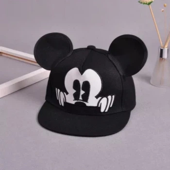 Дитяча кепка снепбек з вушками Міккі Маус (Микшон Мікко Міккі) Disney з прямим козирком Чорна, Унісекс WUKE One size