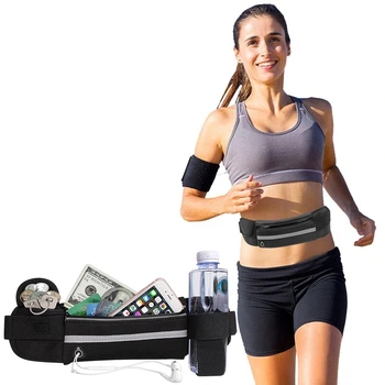 Сумка для бігу Спортивна сумка на пояс RunningBag з кишенею на пляшку Black (3615621)