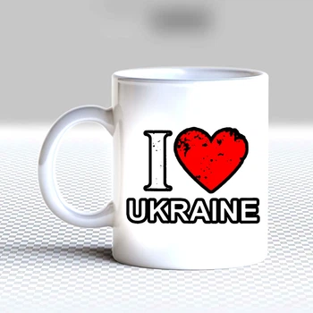 Белая кружка (чашка) с принтом "I love Ukraine"