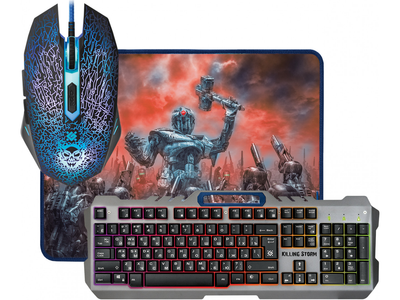 Комплект Defender Killing Storm MKP-013L Grey-Black, USB, клавиатура+мышь+коврик