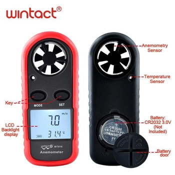 Анемометр цифровой 0,1-30м/с, -10-45°C WINTACT WT816