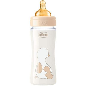Пляшечка для годування Chicco скляна Original Touch з латексом. соскою 0м+ 240 мл Біж (27720.30)