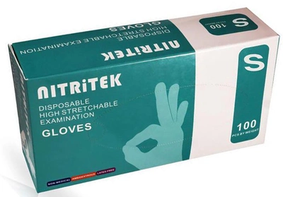 Перчатки нитровиниловые S черные Nitritek неопудренные 100 шт
