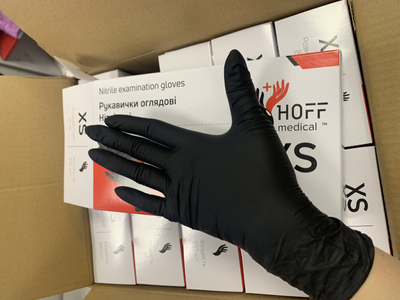Перчатки нитриловые M черные HOFF Medical неопудренные 100 шт