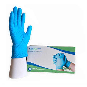 Перчатки нитриловые S синие Care365 неопудренные 100 шт
