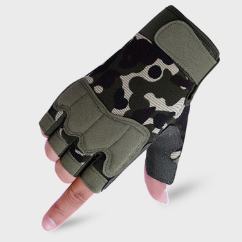 Перчатки тактические безпалые военные-армейские CAMO с защитой костяшек кулака дышащие, боевые M Камуфляж HW-OJ08