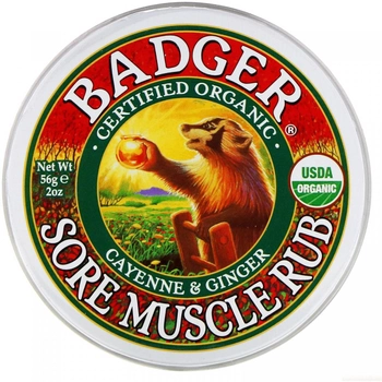 Мазь от боли в мышцах кайенский перец и имбирь Badger Company (Organic Sore Muscle Rub Cayenne & Ginger) 56 г