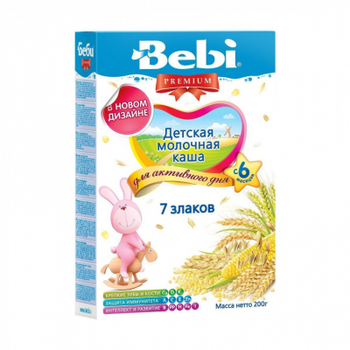 Дитяча каша Bebi Premium молочна 7 злаків +6 міс. 200 г (1104425)