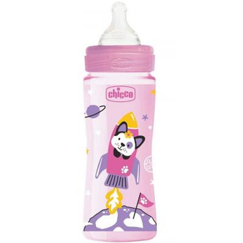 Пляшечка для годування Chicco пластикова Well-being Physio Colors із силік. соскою 4м+ 330 (28637.10)
