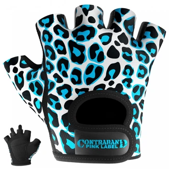 Женские перчатки для фитнеса Contraband Pink Label 5297 Leopard Print Gloves (Голубой XS)