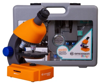 Микроскоп Bresser Junior 40x-640x Orange с кейсом и набором для опытов