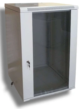 Шафа настінна 18U, Hypernet 19", 600x600 (Ш*Г), розбірний, сірий, WMNC66-18U-FLAT