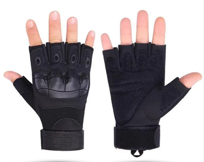 Перчатки тактические штурмовые (велоперчатки, мотоперчатки) TG-04 беспалые Black р.XL