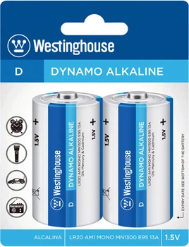 Щелочная батарейка Westinghouse Dynamo Alkaline D/LR20 (2шт/уп)